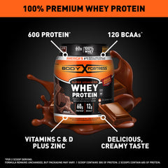 Body Fortress etiqueta nutricional con información de proteína y BCAA