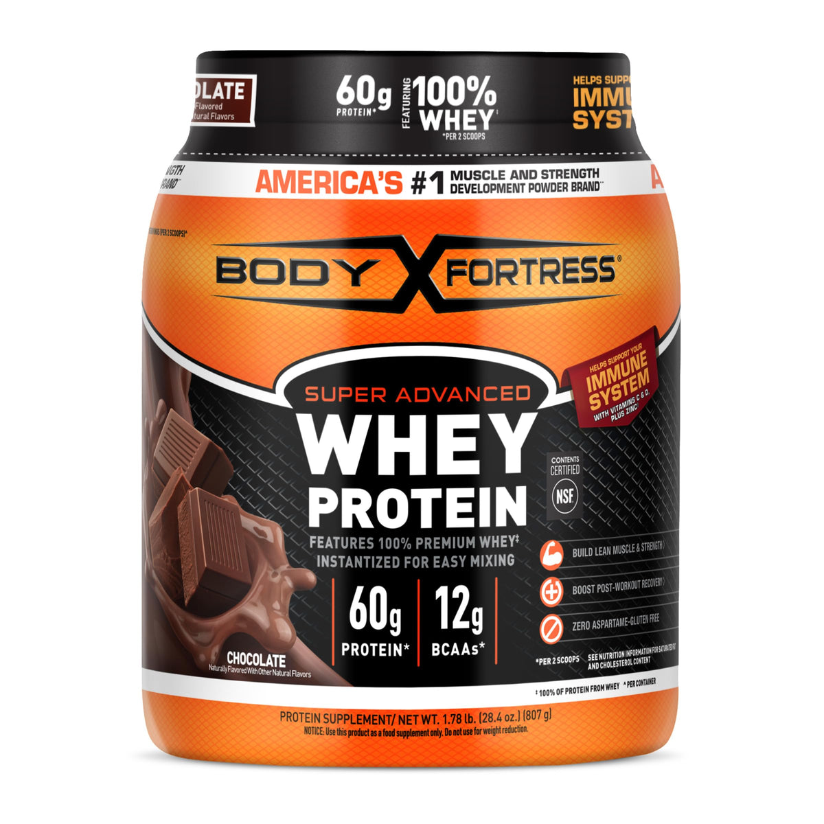 Body Fortress envase frontal mostrando sabor chocolate y etiqueta clara