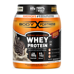 Body Fortress envase frontal Cookies N’ Crème, presentación clara y atractiva
