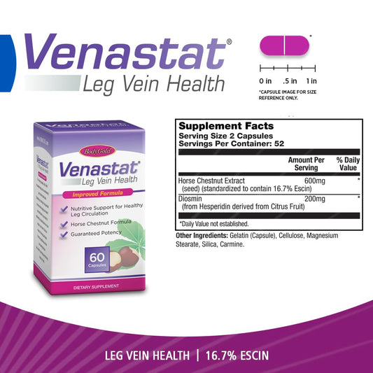 Body Gold Venastat capsules pack for easy daily circulation support