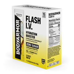 BODYARMOR etiqueta con ingredientes destacando electrolitos y vitaminas