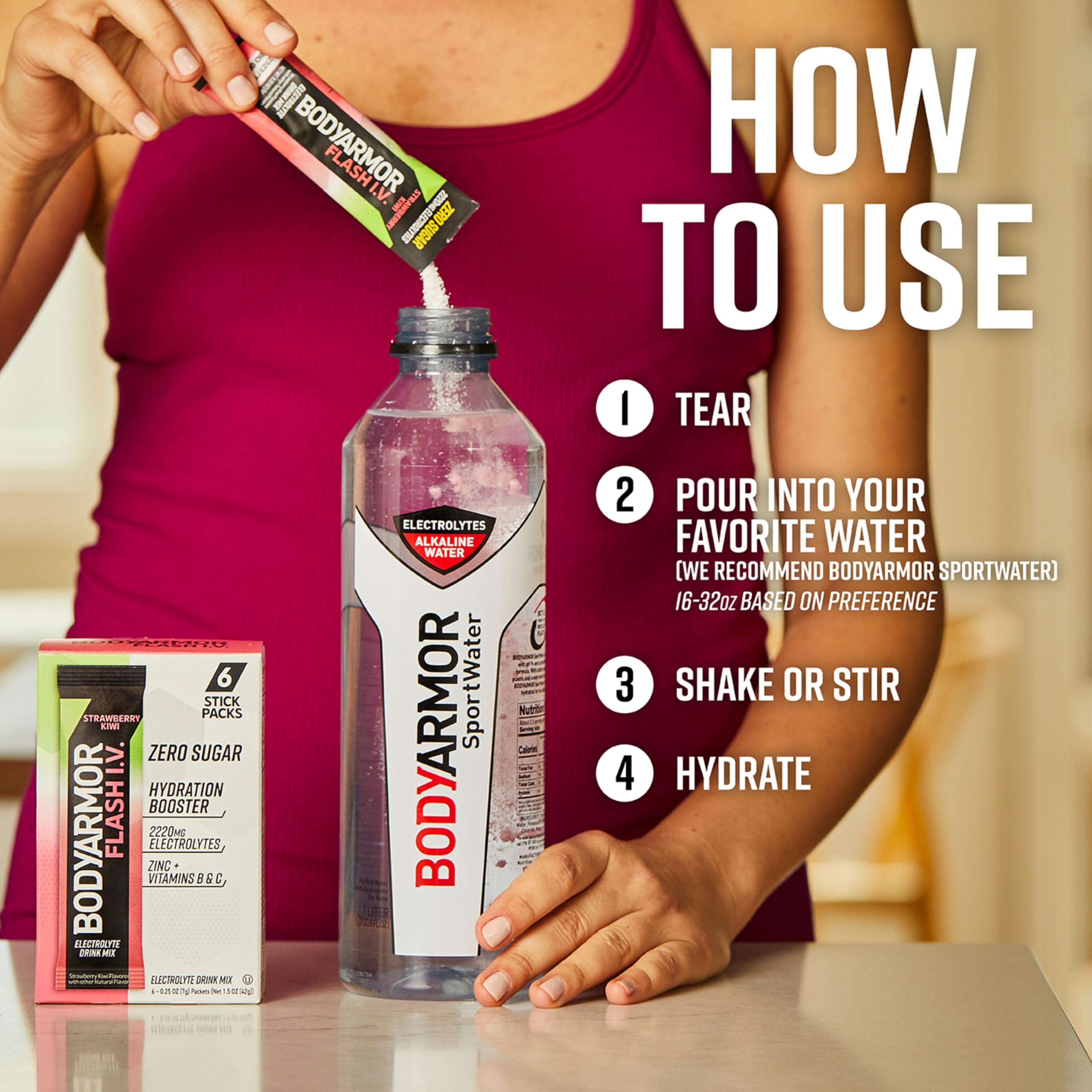 BODYARMOR polvo de agua de coco y textura fina para una disolución fácil