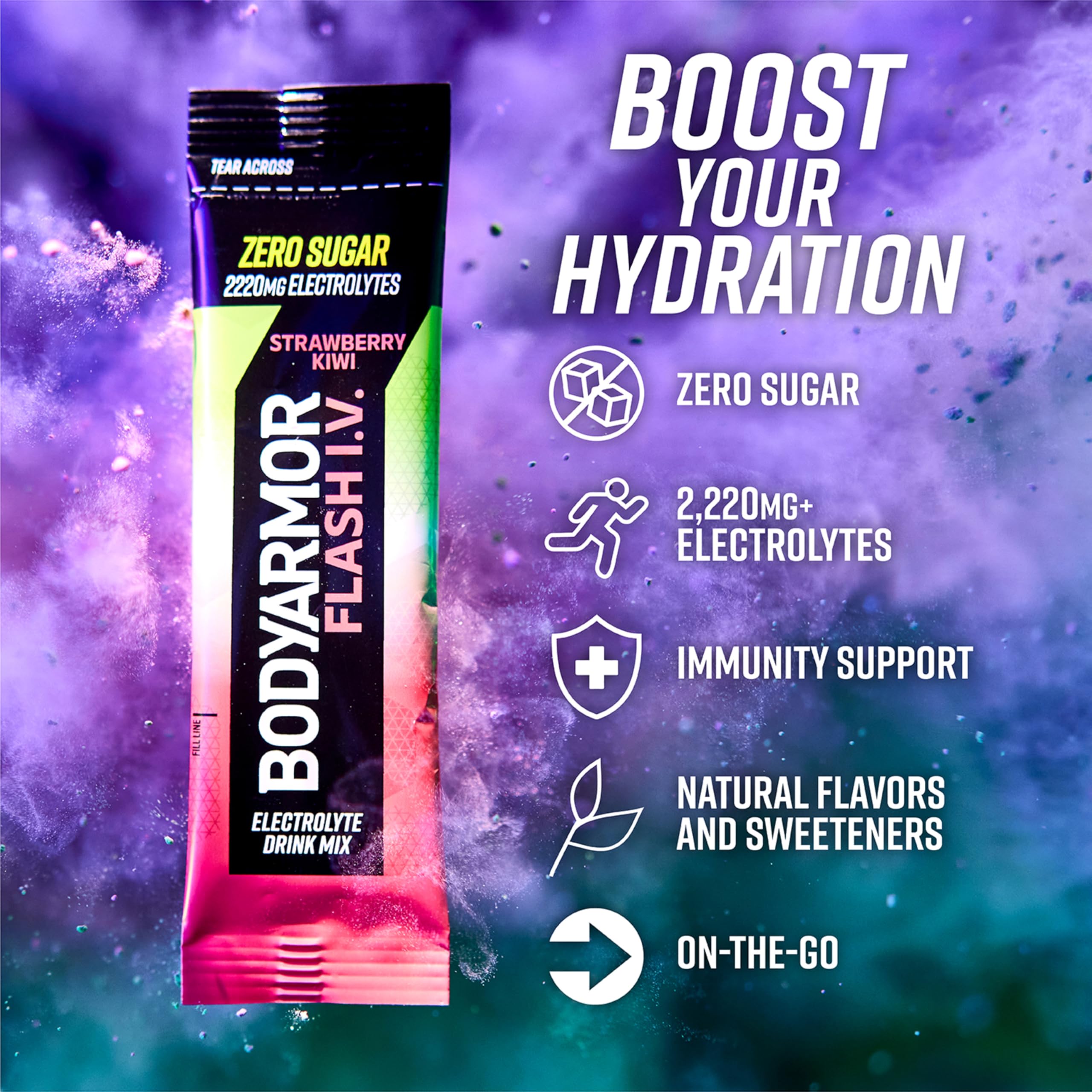BODYARMOR sobre individual preparado para mezclar en agua rápidamente