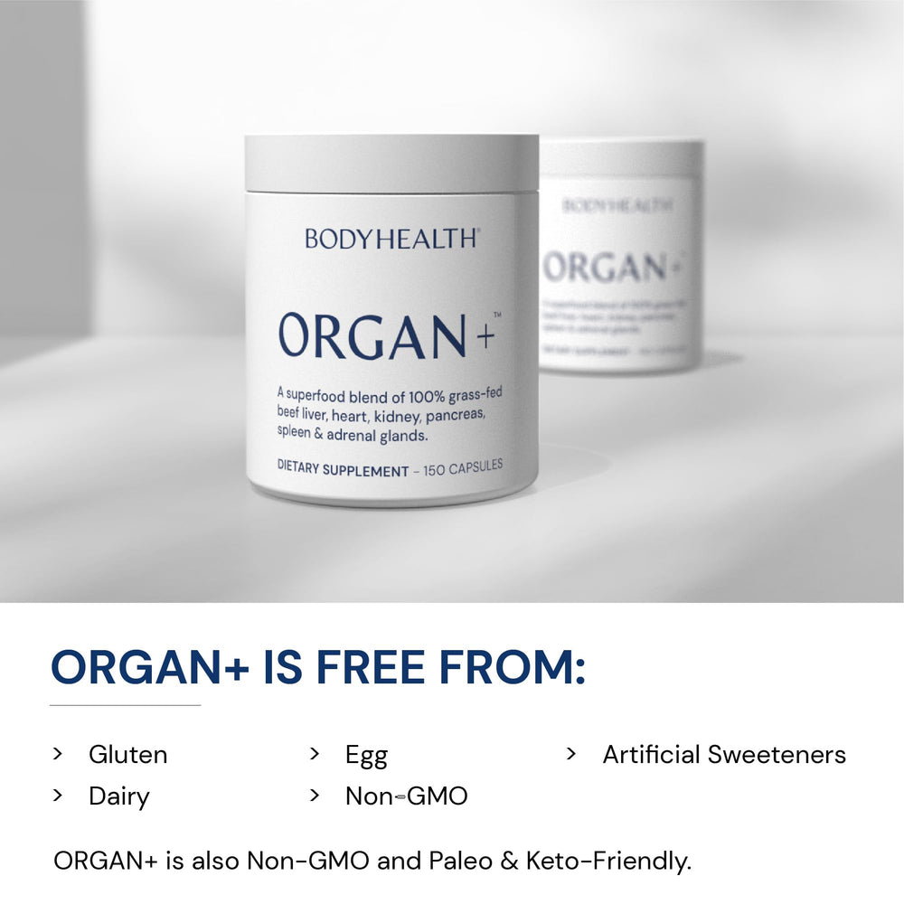 BodyHealth detalle de etiqueta con lista de órganos y beneficios claros