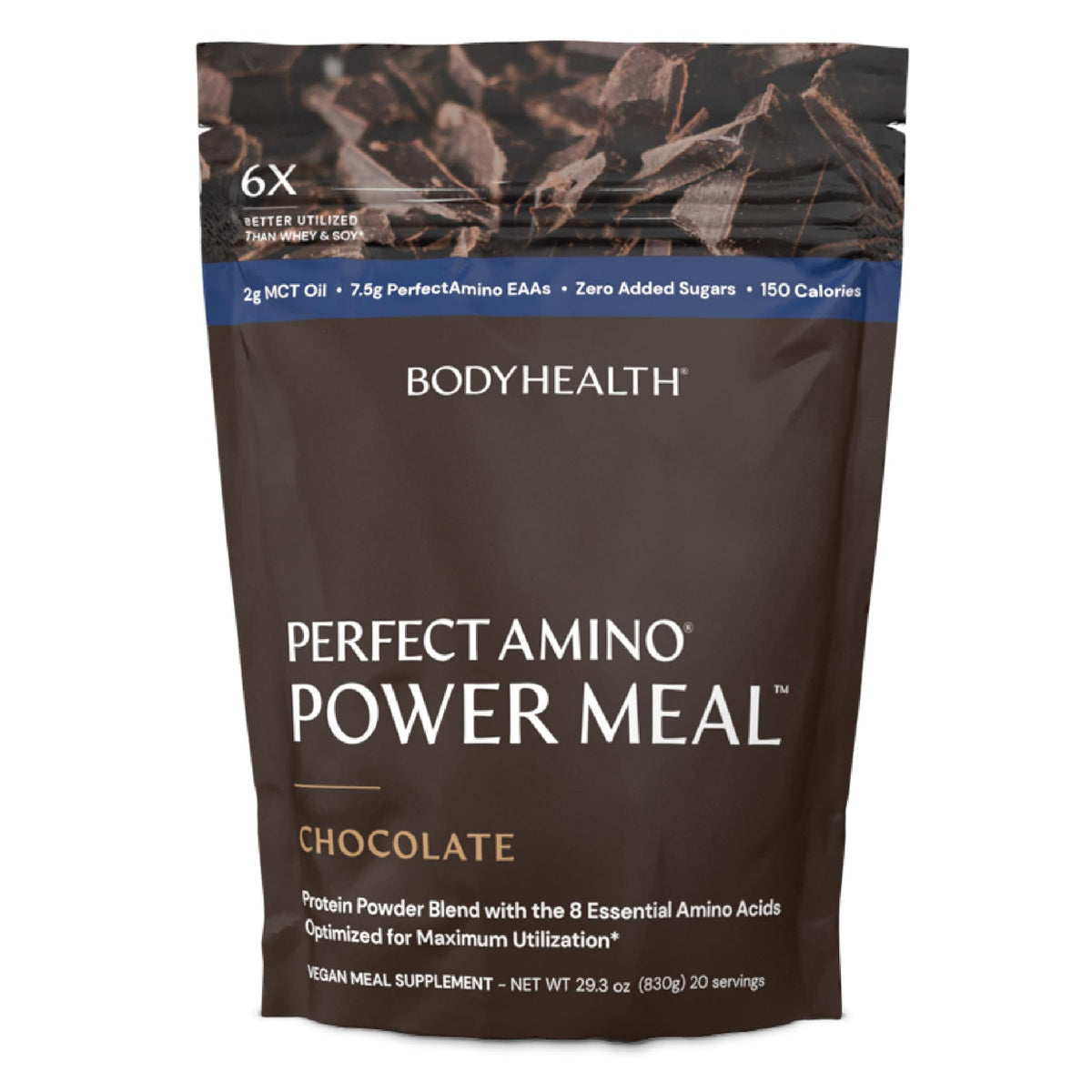 BodyHealth envase frontal del batido Chocolate Oscuro con información visible