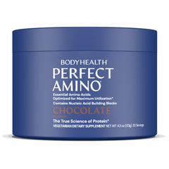BodyHealth envase frontal PerfectAmino chocolate, presentación clara y beneficios