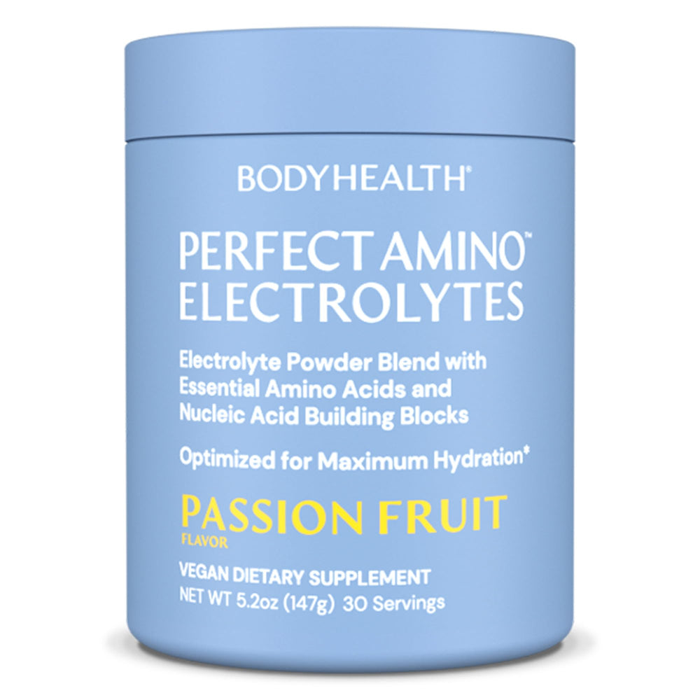 BodyHealth envase frontal mostrando el sabor Passion Fruit y beneficios keto