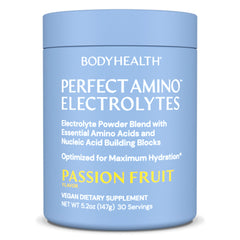BodyHealth envase frontal mostrando el sabor Passion Fruit y beneficios keto