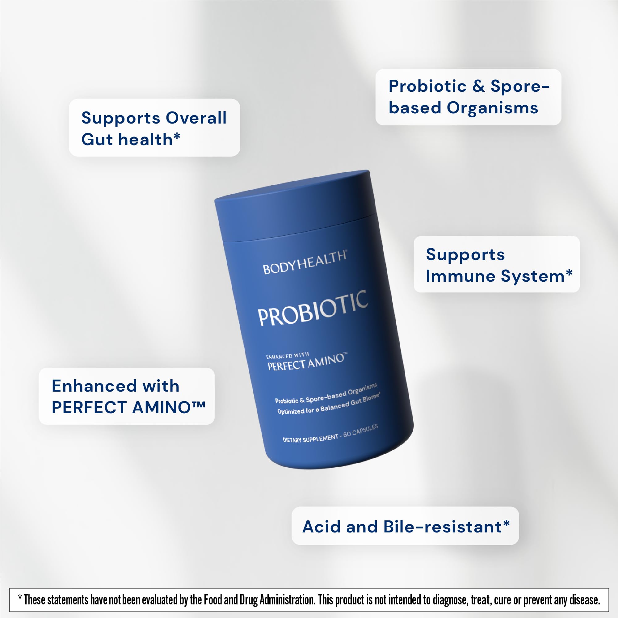 BodyHealth textura del polvo PerfectAmino que complementa probiótico