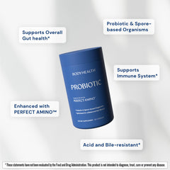 BodyHealth textura del polvo PerfectAmino que complementa probiótico