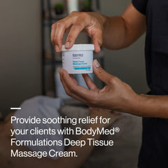 BodyMed crema con toallas limpias en cabina para uso profesional