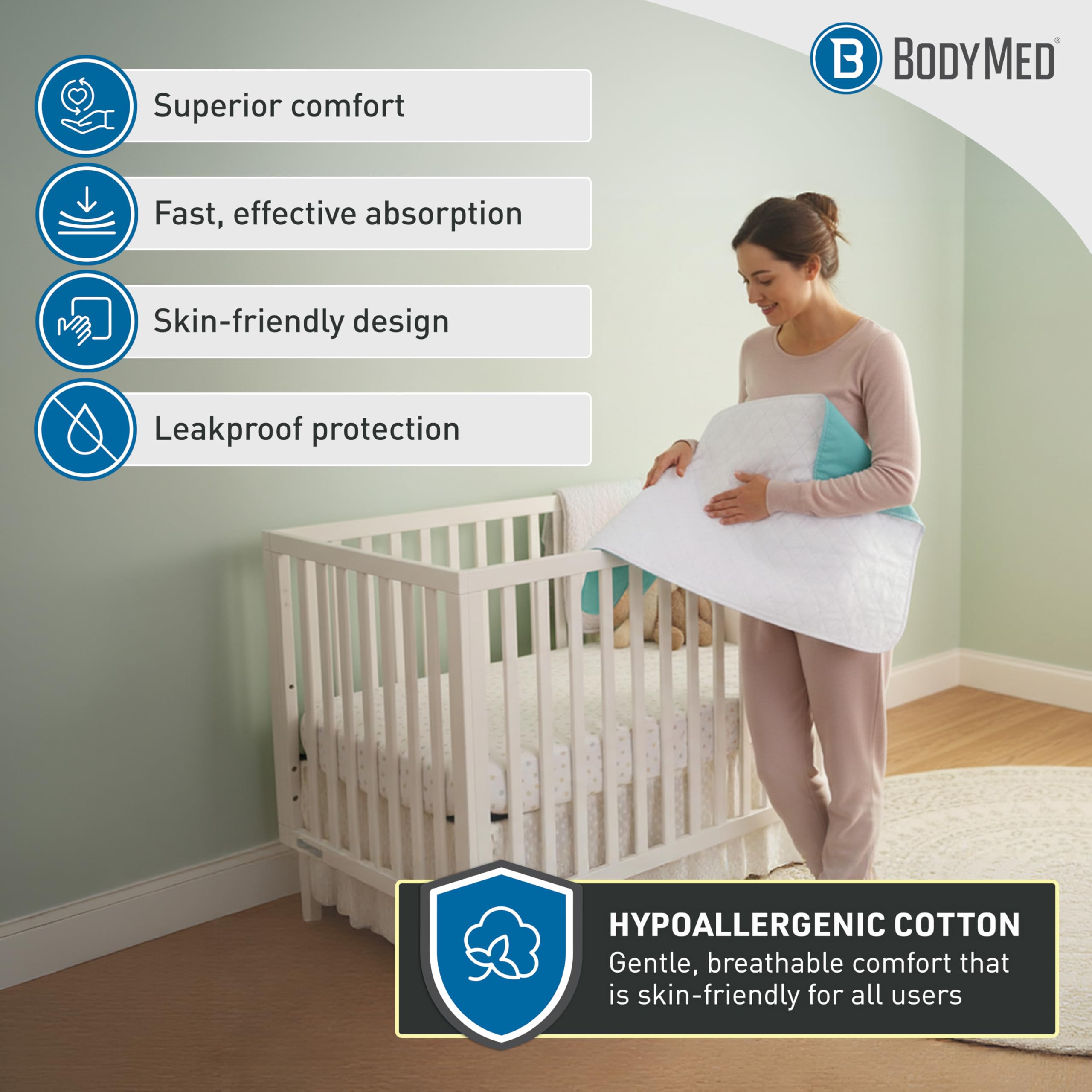BodyMed textura birdseye de algodón para confort y absorción