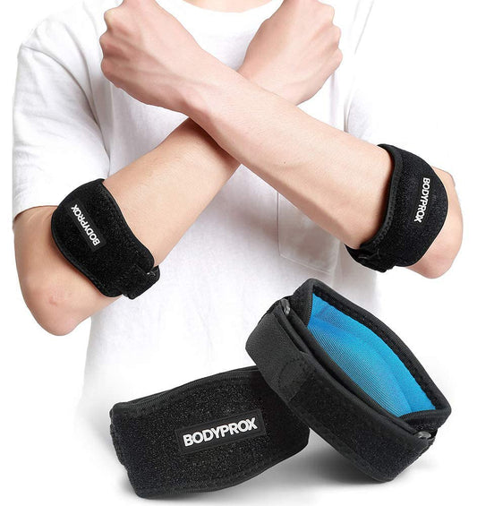 Bodyprox coderas pack frontal mostrando ambos soportes y ajuste cómodo
