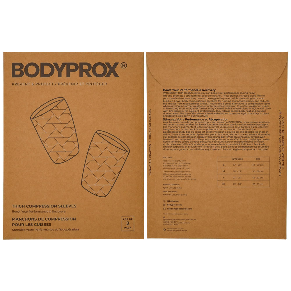 Bodyprox etiqueta con composición y guía de tallas para elección precisa