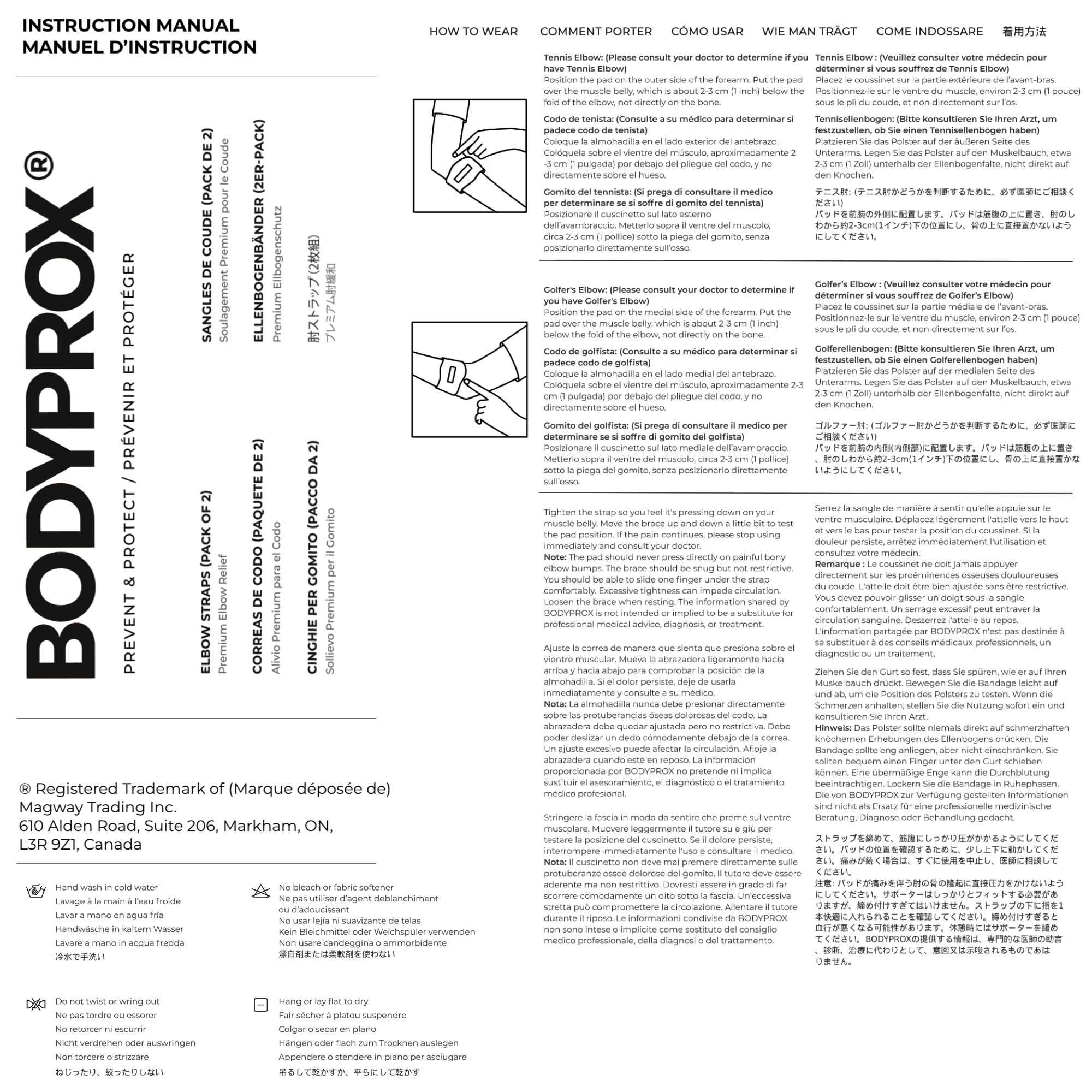 Bodyprox etiqueta y velcro mostrando ajuste seguro y duradero