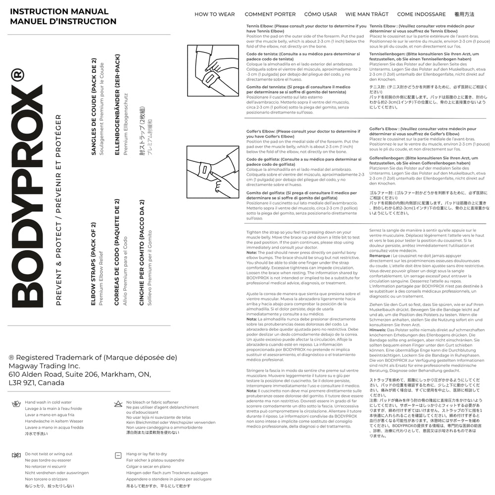 Bodyprox etiqueta y velcro mostrando ajuste seguro y duradero