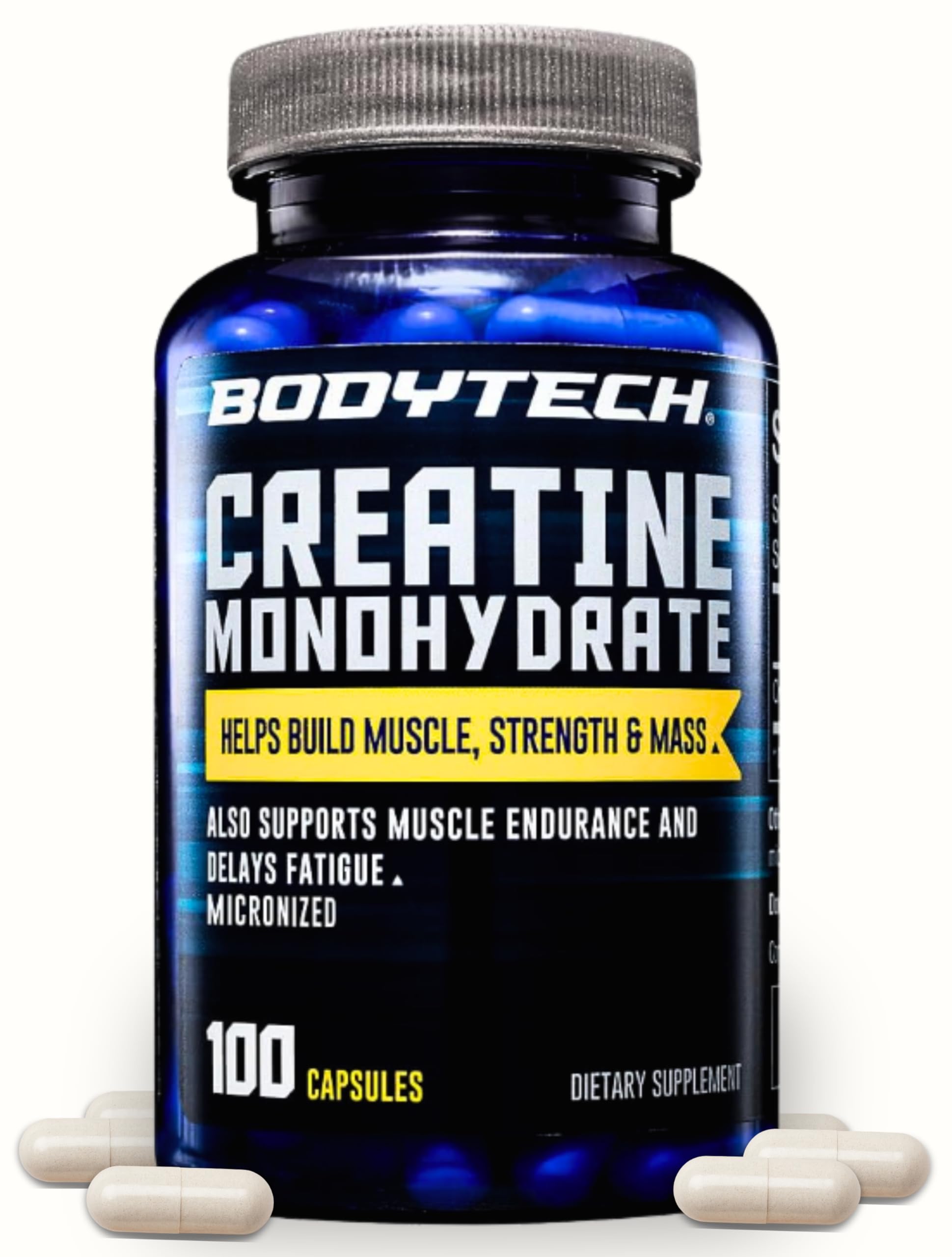 BodyTech caja frontal mostrando botella y diseño, claridad de producto