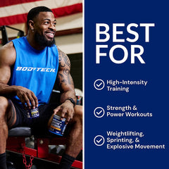 Escena de gimnasio con BodyTech Creatine en la mesa para rutina diaria