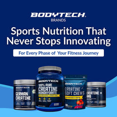 Envase abierto de BodyTech mostrando porciones y almacenamiento seguro