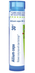 Boiron Allium Cepa tubo frente mostrando diseño y facilidad de dosificación