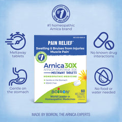 Boiron Arnica primer plano de la textura de la tableta para facilidad disolución