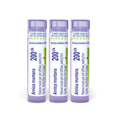 Boiron Arnica Montana frente del empaque mostrando beneficios portátiles