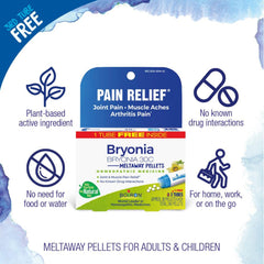 Boiron Bryonia pellets primer plano que muestra textura y fácil disolución bajo lengua