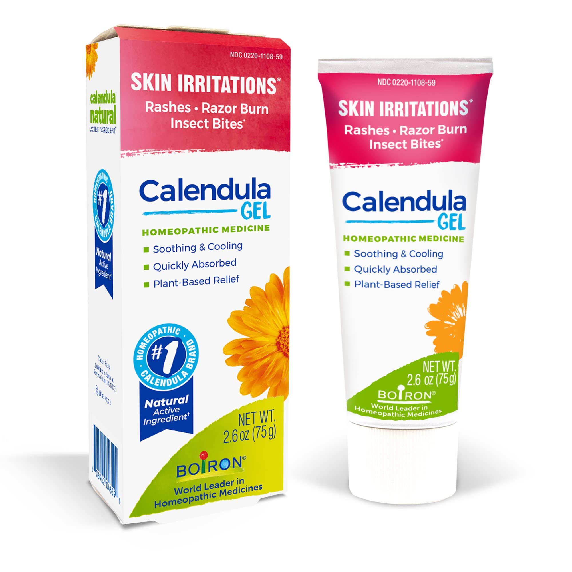 Boiron calendula gel en estantería de baño como opción diaria de cuidado