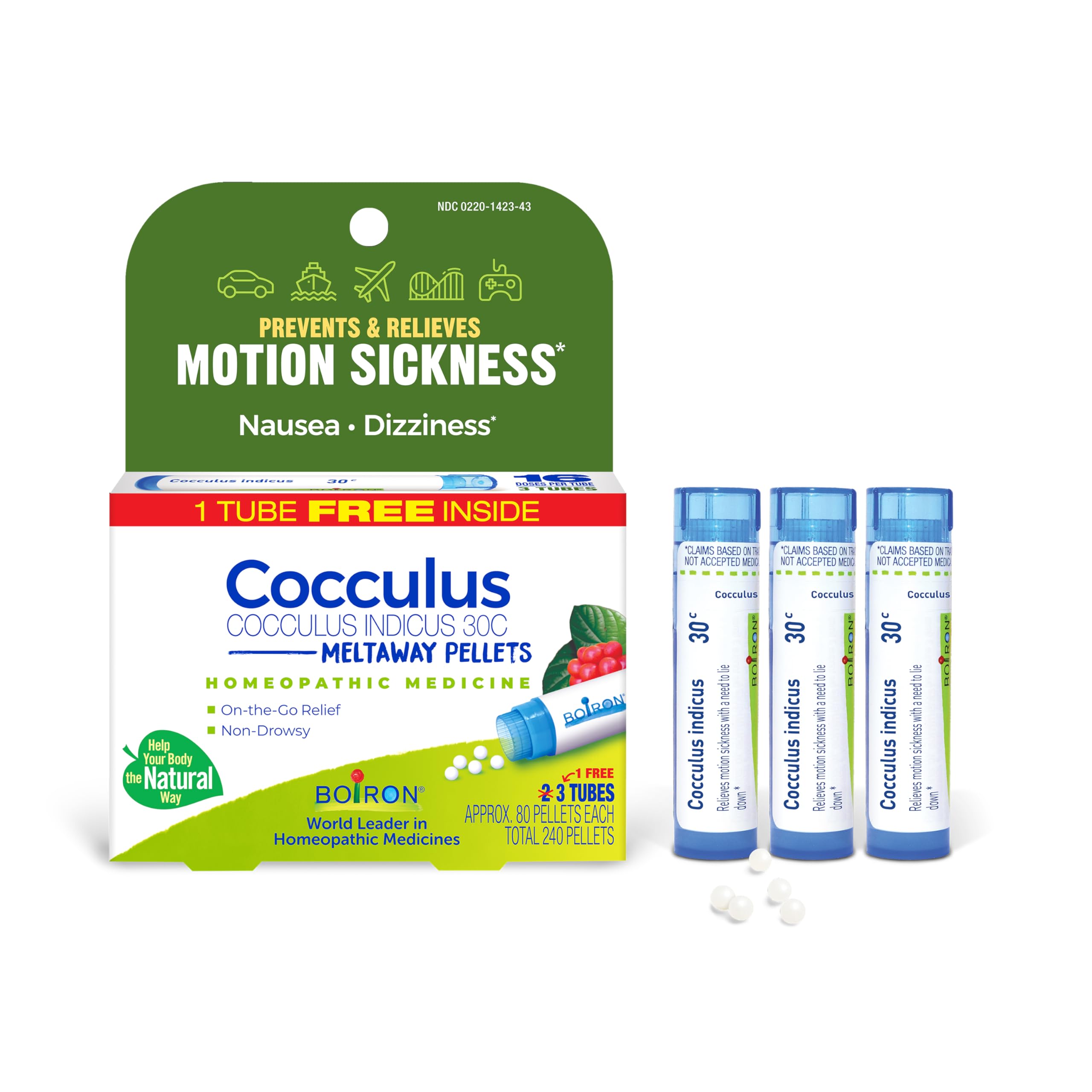 Boiron Cocculus indicus 30C frente del envase mostrando diseño y facilidad de llevar