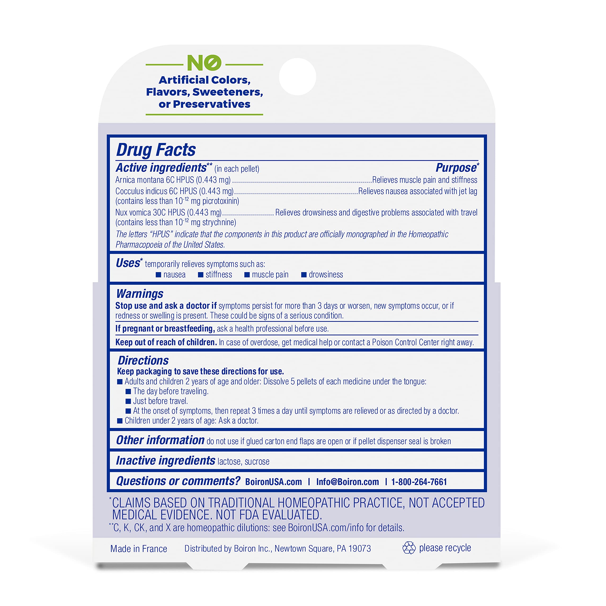 Instrucciones de uso Boiron para desfase horario.