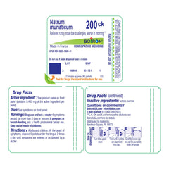 Logo Boiron junto a certificados que sugieren control de calidad y normas cGMP