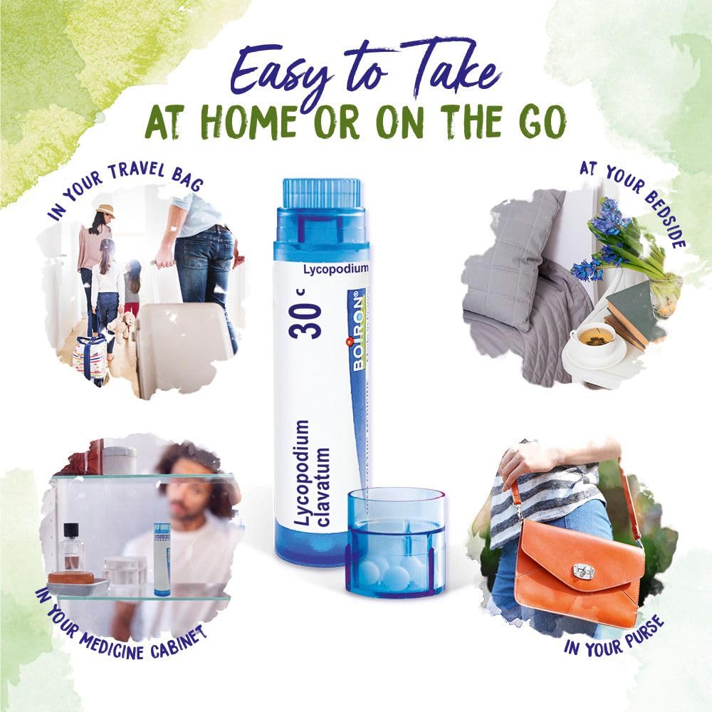 Boiron Lycopodium Clavatum 30C granulos se disuelven en la boca para uso rápido.