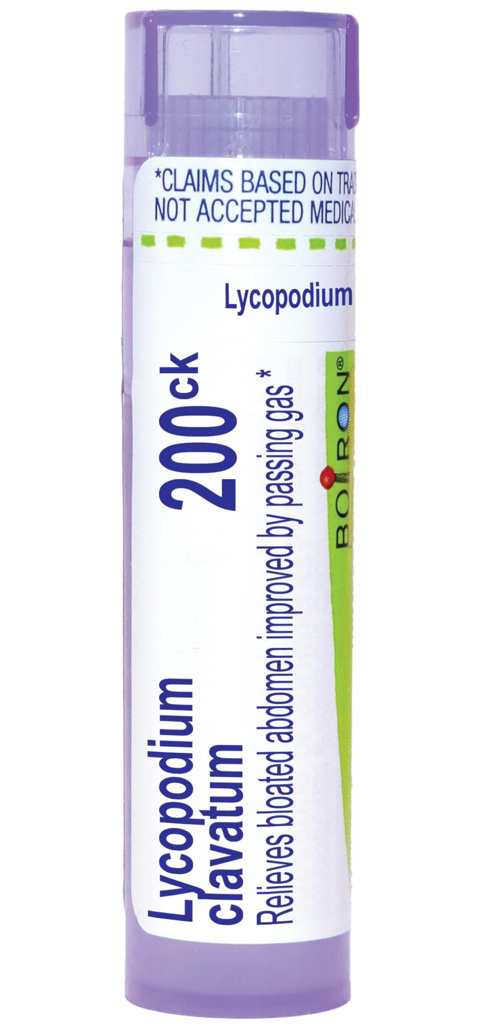 Boiron Lycopodium frasco frontal mostrando diseño y beneficio de portabilidad