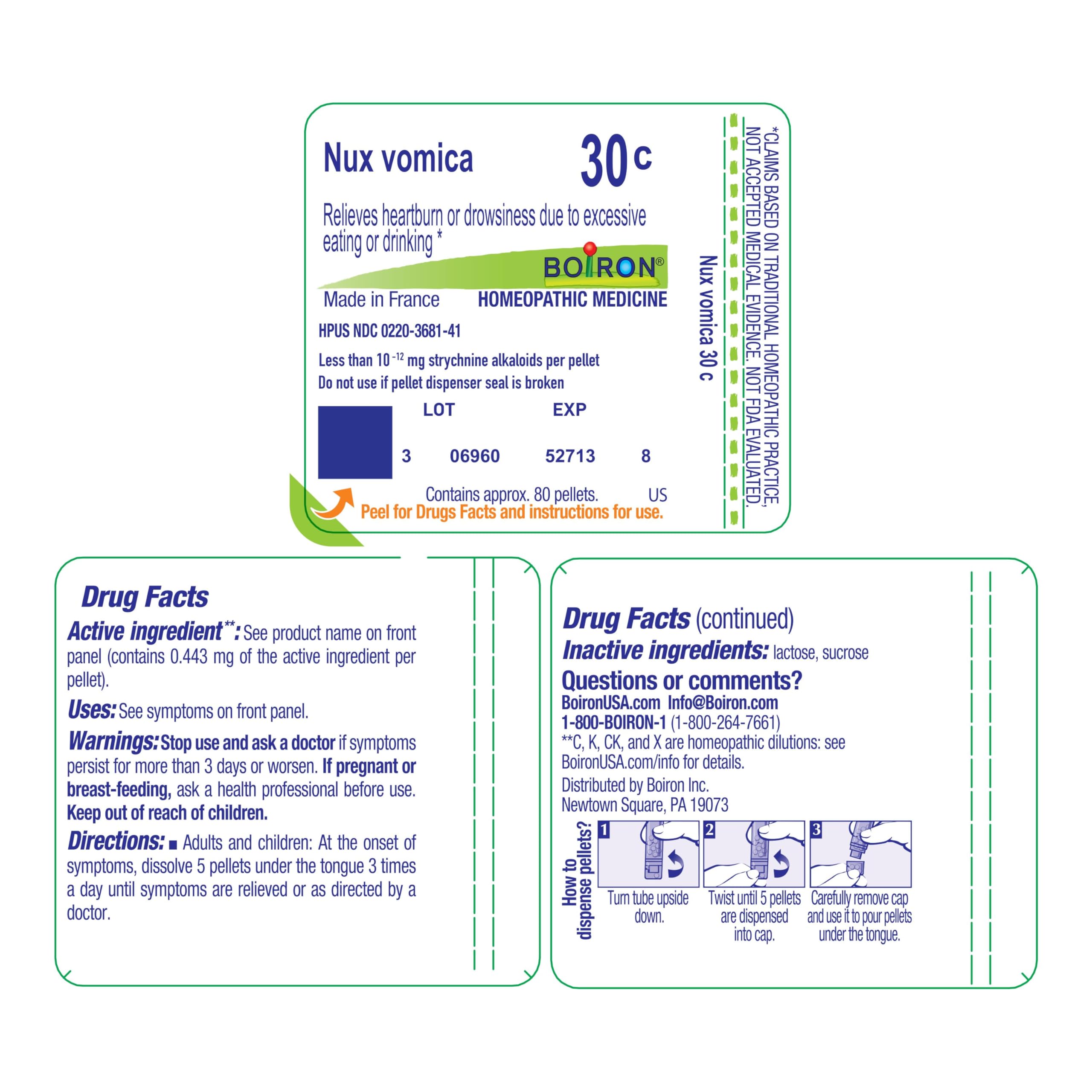 caja abierta con tubo Boiron y pellets visibles para identificación