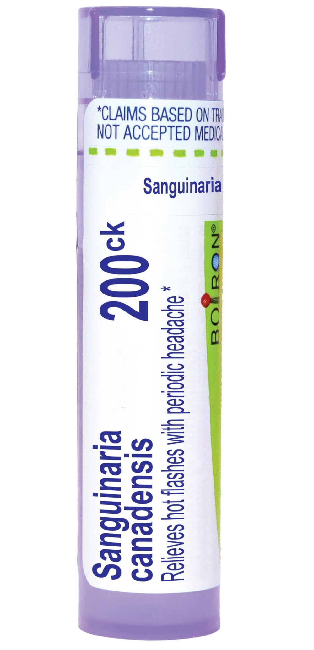 Boiron Sanguinaria Canadensis frontal mostrando tubo y marca, práctico para llevar
