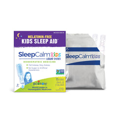 Boiron SleepCalm Kids frente del empaque mostrando conveniencia