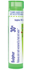 Boiron Sulphur 30X frente del tubo mostrando envase compacto y práctico