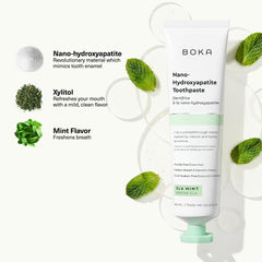 Boka detalle de etiqueta con nano-hidroxiapatita y sin flúor