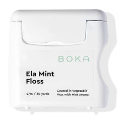 Boka envase frontal mostrando hilo dental expandible y fácil dispensado