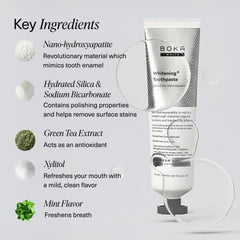 Boka etiqueta de ingredientes clara, seguridad y biocompatibilidad