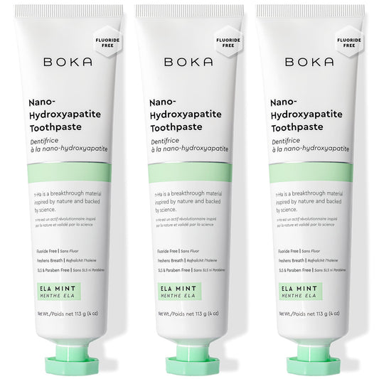 Boka frente del tubo mostrando el envase y beneficios de esmalte