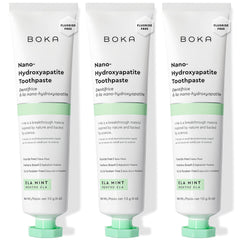 Boka frente del tubo mostrando el envase y beneficios de esmalte