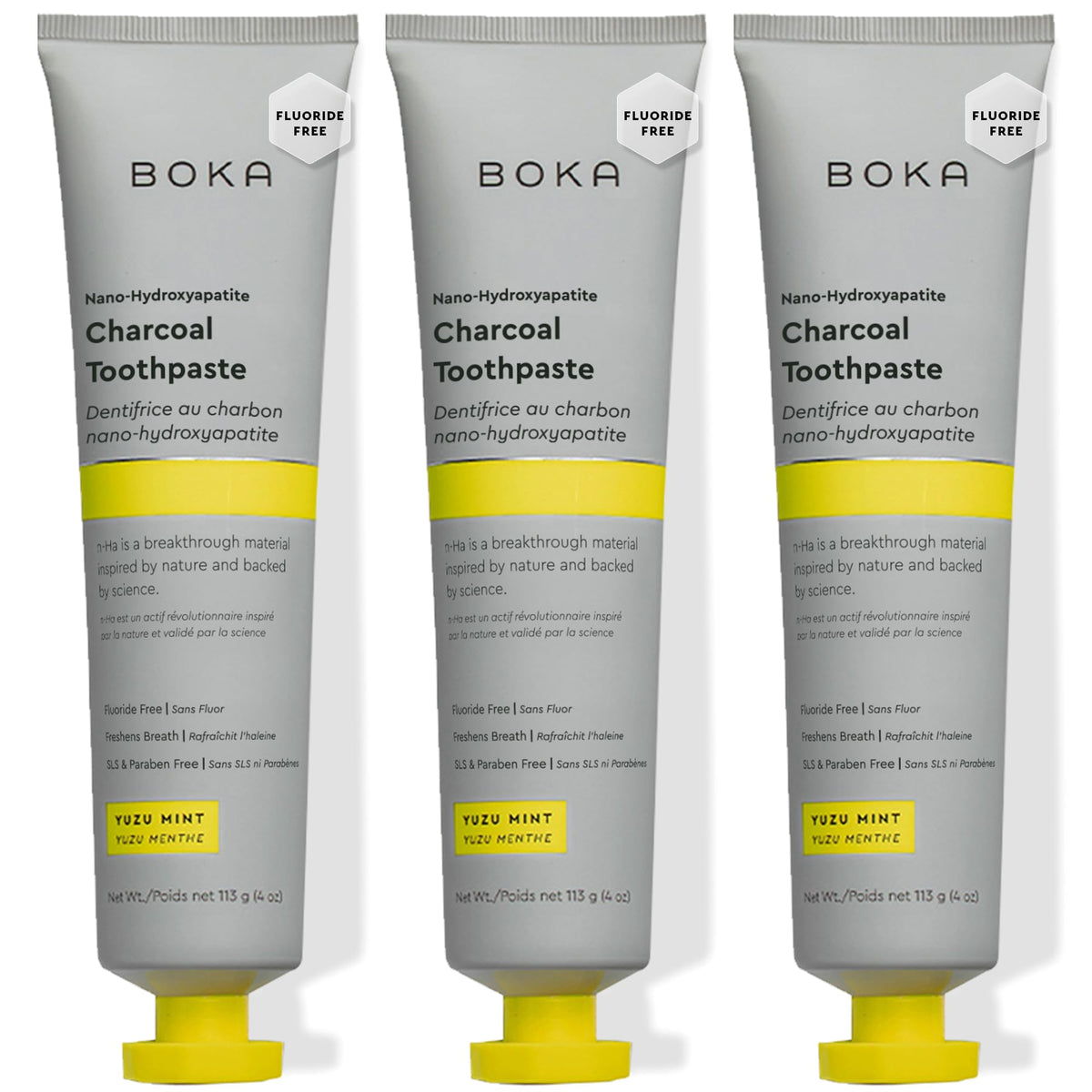 Boka frente del tubo mostrando diseño y marca, fácil identificación y confianza