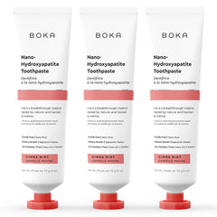 Boka front empaque CinnaMint mostrando la marca y beneficio de cuidado del esmalte