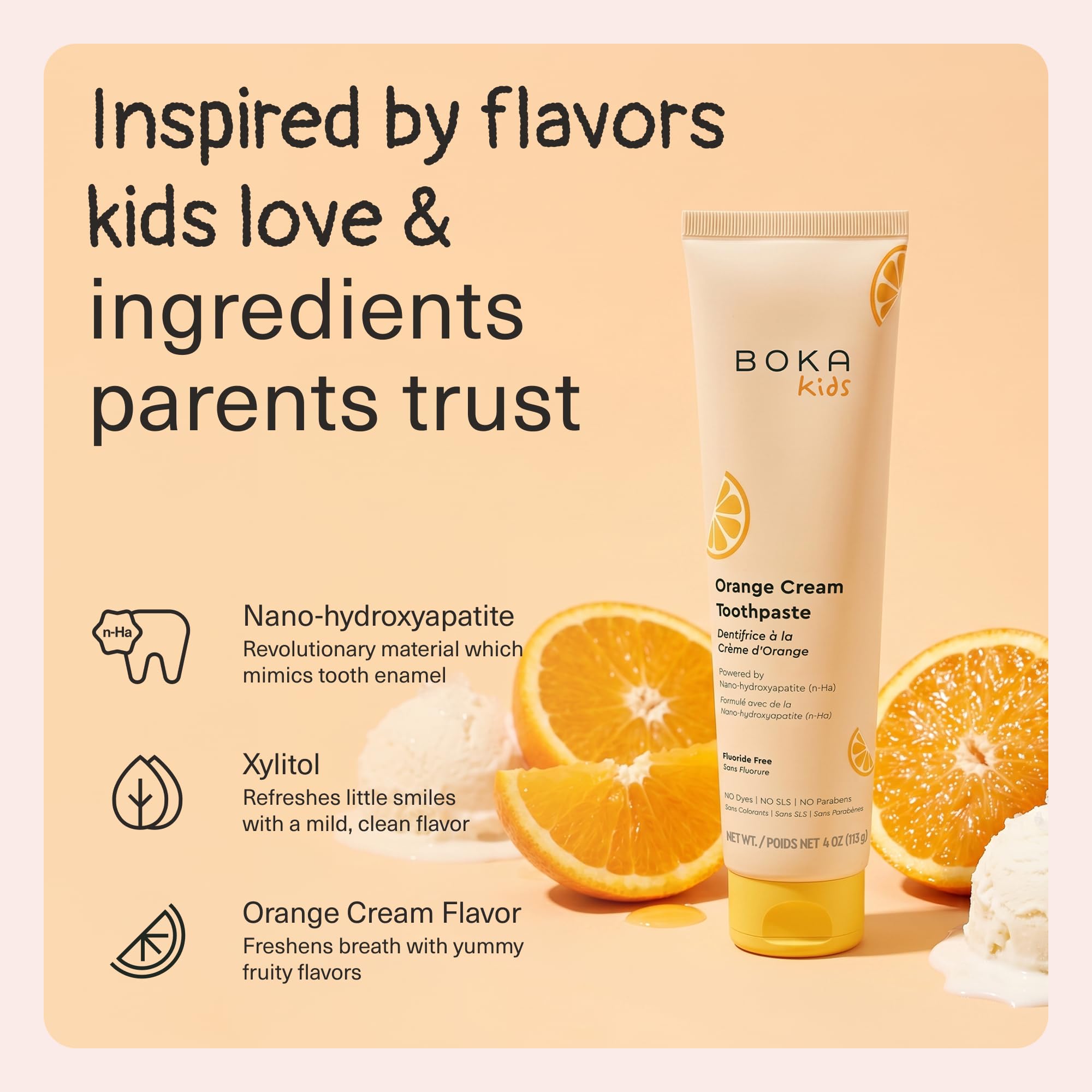 Boka Kids cierre con tapa flip fácil de abrir, fomenta independencia en el cepillado