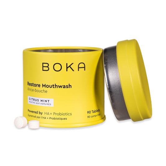 Boka lata frontal Citrus Mint mostrando diseño portátil y beneficio de frescura