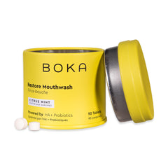Boka lata frontal Citrus Mint mostrando diseño portátil y beneficio de frescura
