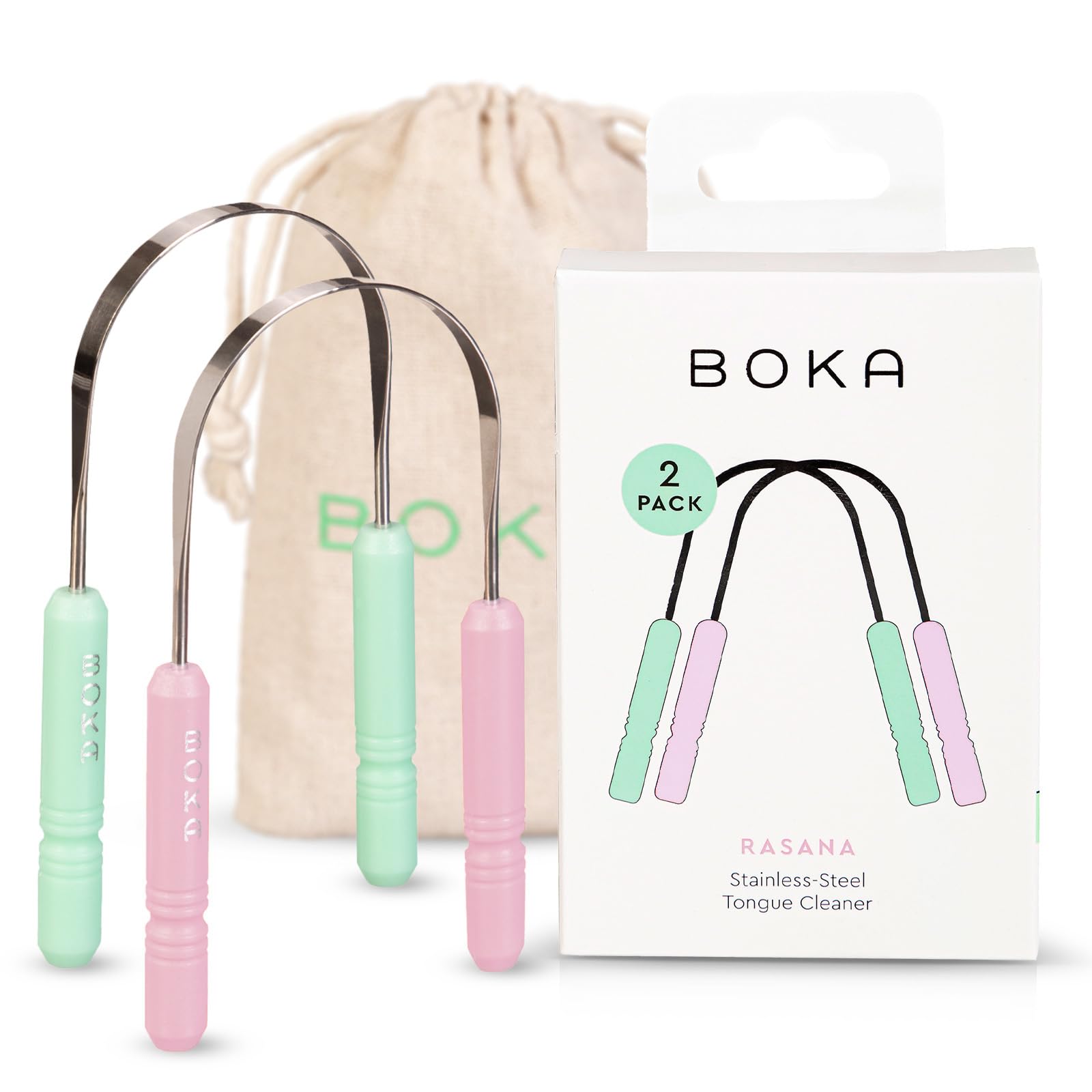 Boka raspador frontal verde y rosa muestra diseño y facilidad de agarre