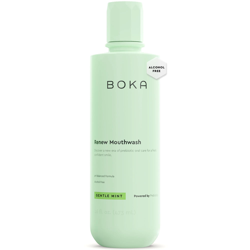 Boka Renew botella frontal mostrando diseño y volumen, frescura inmediata