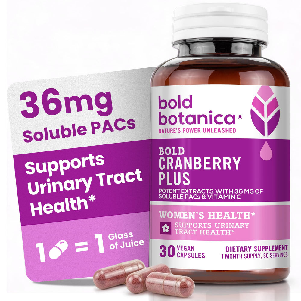 Bold Botanica frasco frontal con etiqueta clara y beneficios visibles